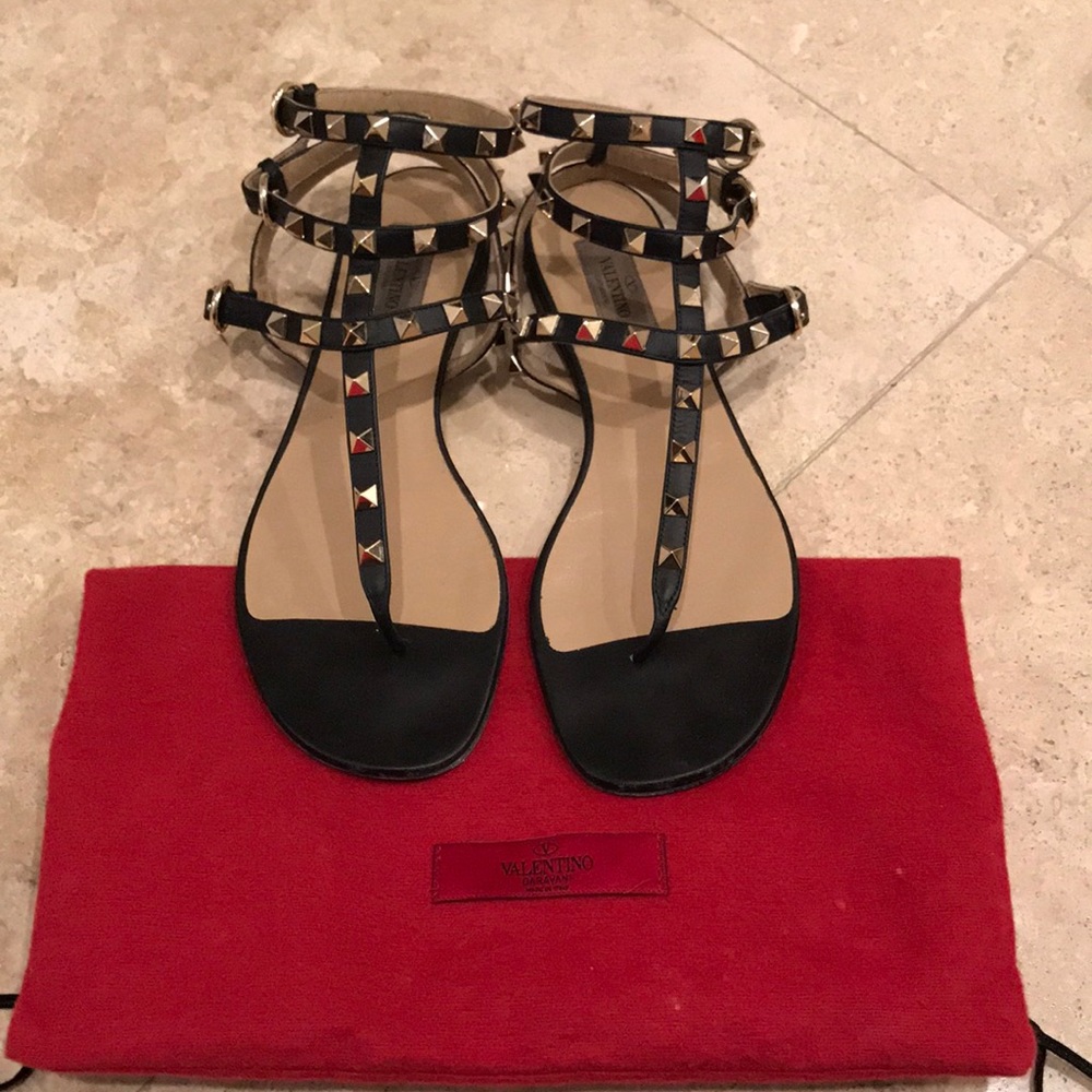 Valentino Rockstud Sandal in Black